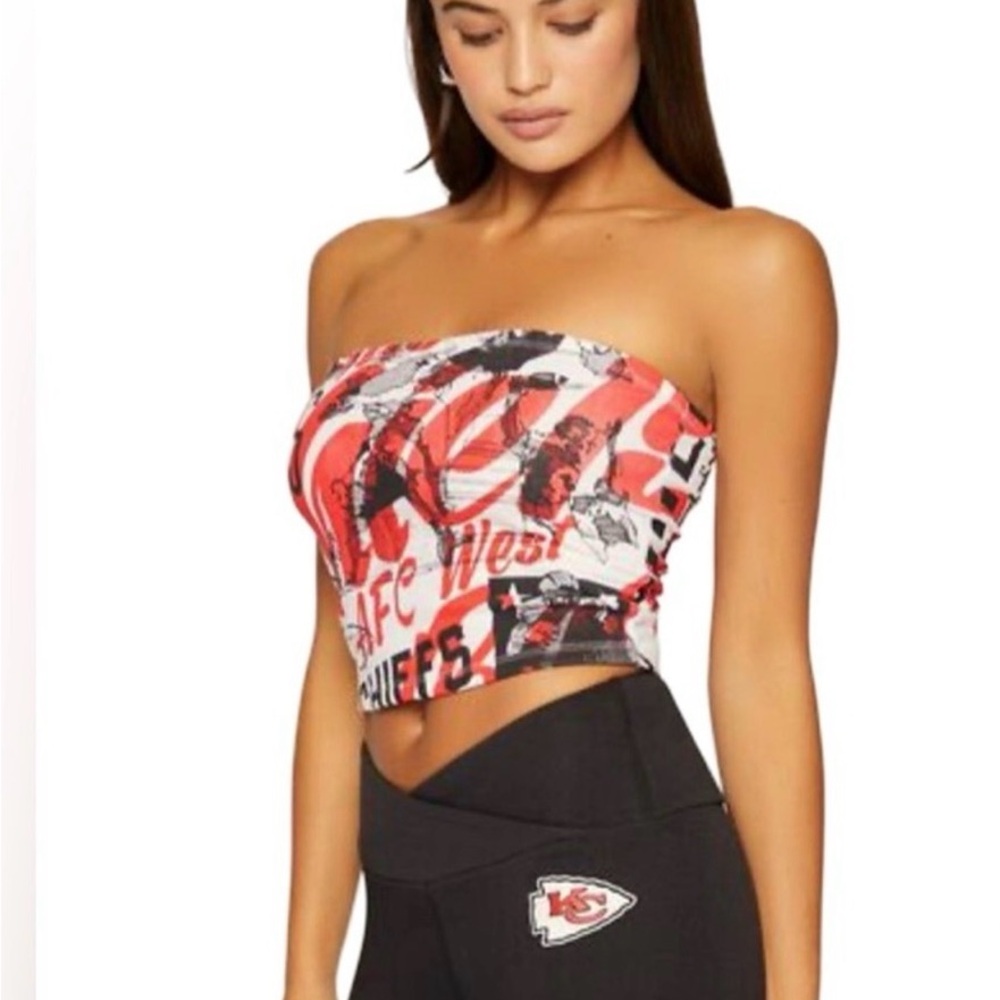 Forever 21 NFL Kansas City Chiefs Logo Tube Top Women’s M NWT - Picture 4 of 8